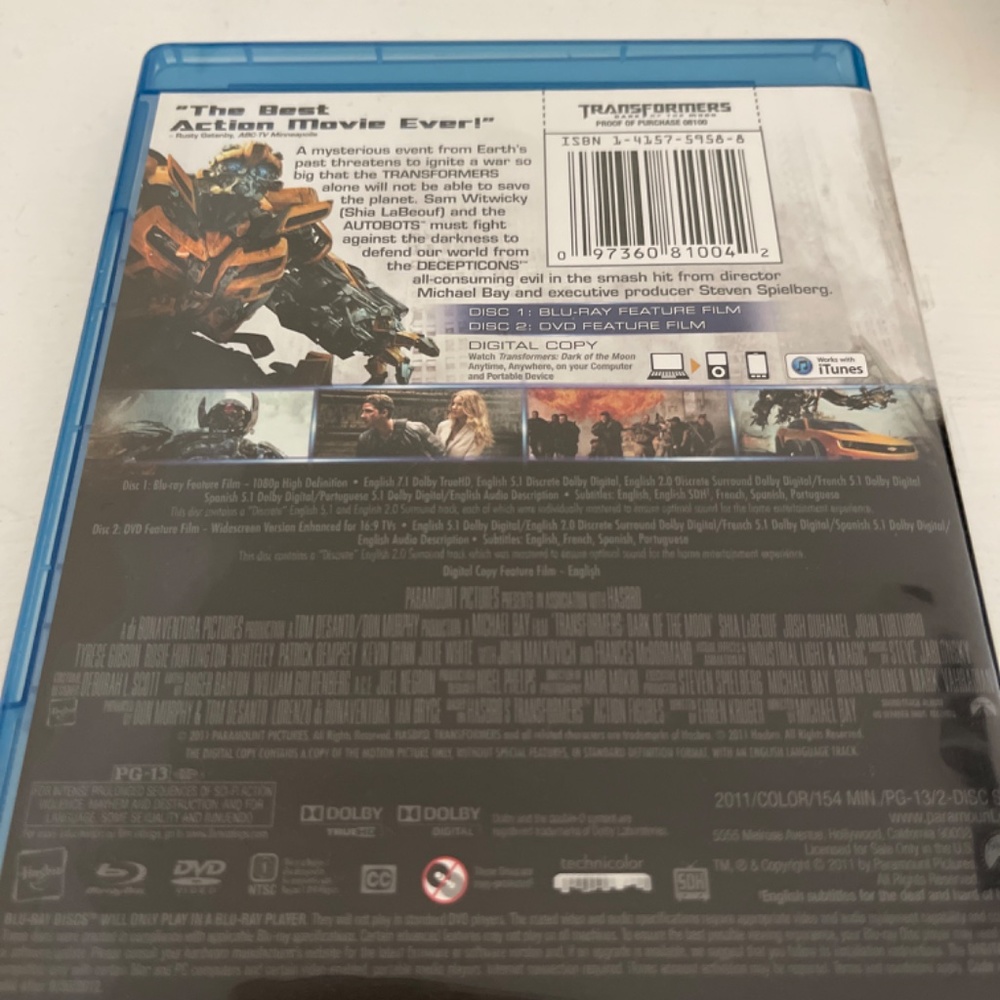 2 Transformers Blu-Ray Movies Dark of the Moon and Revenge of the Fallen - Picture 2 of 11